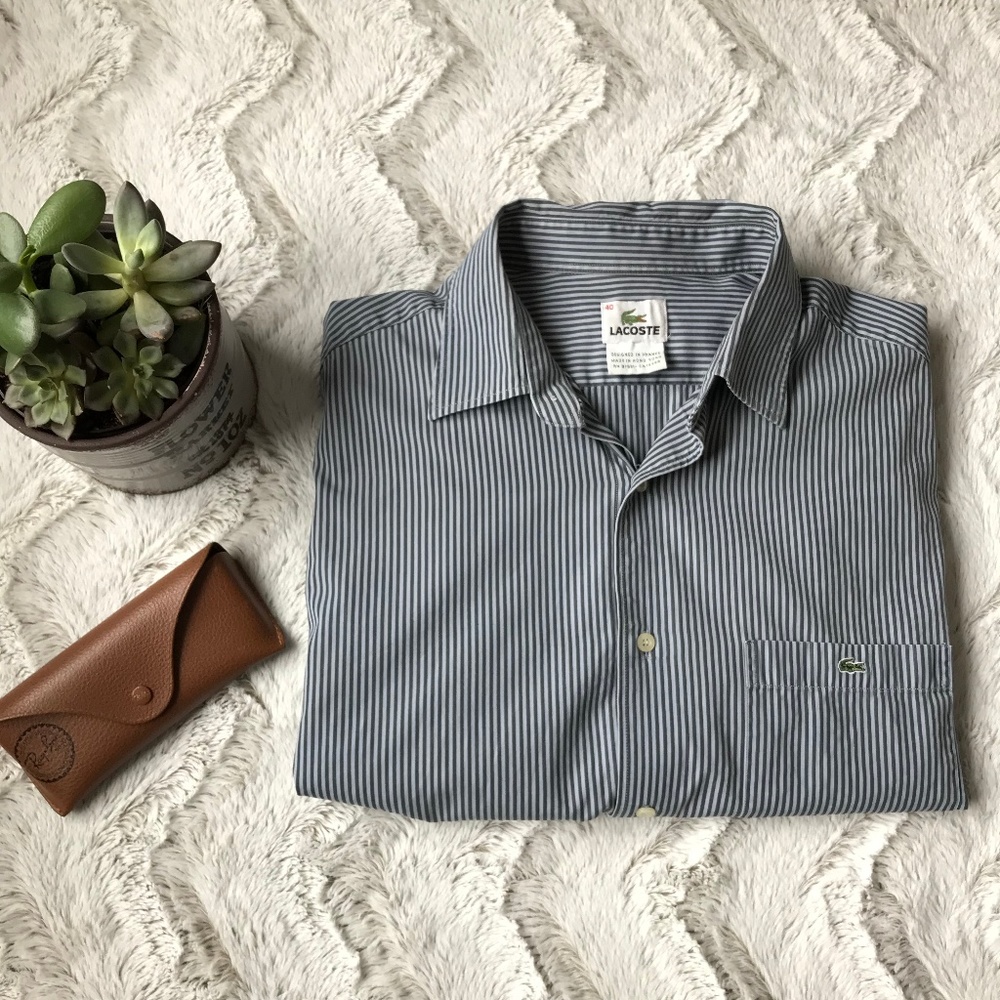 Striped Navy & Light Blue Button Up Mens sz 40